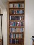 Fitted bookcase with cupboard underneath made to customer's requirements.
